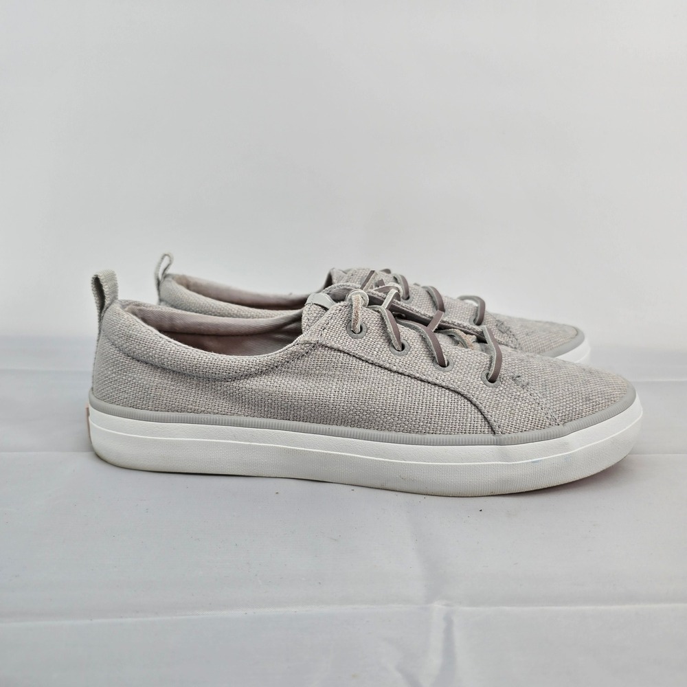 Sperry Crest Vibe Linen Grey‎ Salt Wash Slip On Sneakers STS88462 Womens 8.5M